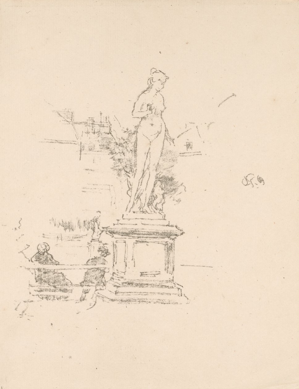 Statua, Ogrody Luksemburskie autorstwa James McNeill Whistler
