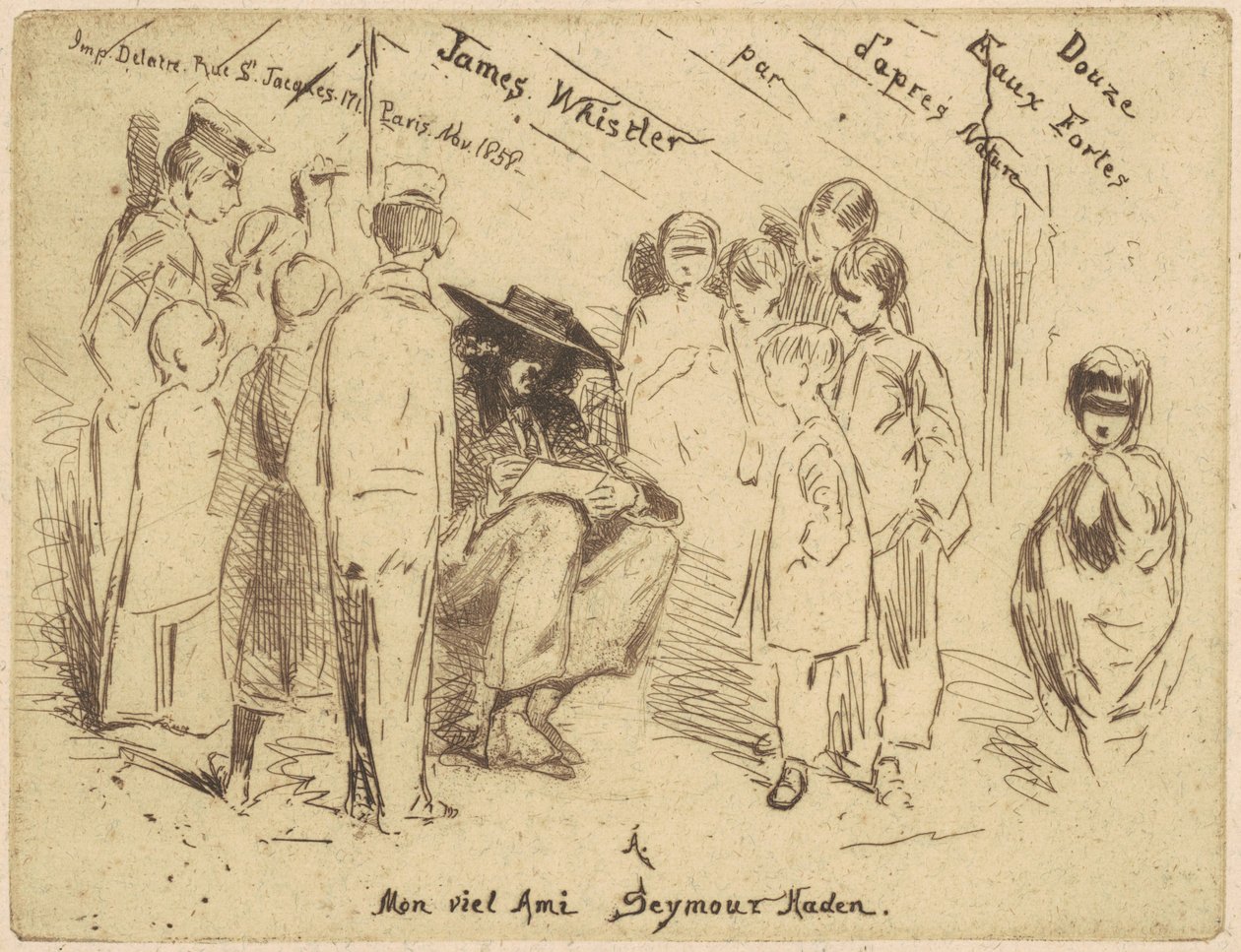 Strona tytułowa „Dwanaście akwafort z natury” autorstwa James Abbott McNeill Whistler