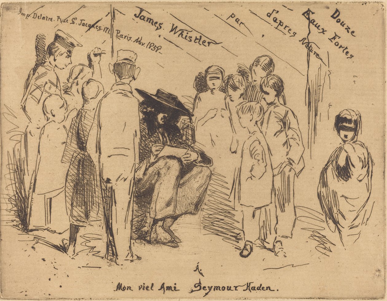 Strona tytułowa „Dwanaście akwafort z natury” autorstwa James Abbott McNeill Whistler