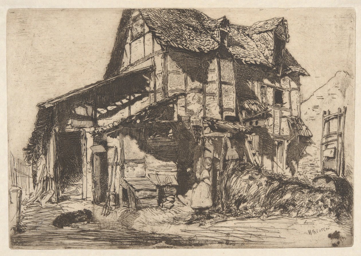 Niebezpieczna kamienica, z francuskiego planu (Douze Eaux-Fortes d autorstwa James Abbott McNeill Whistler