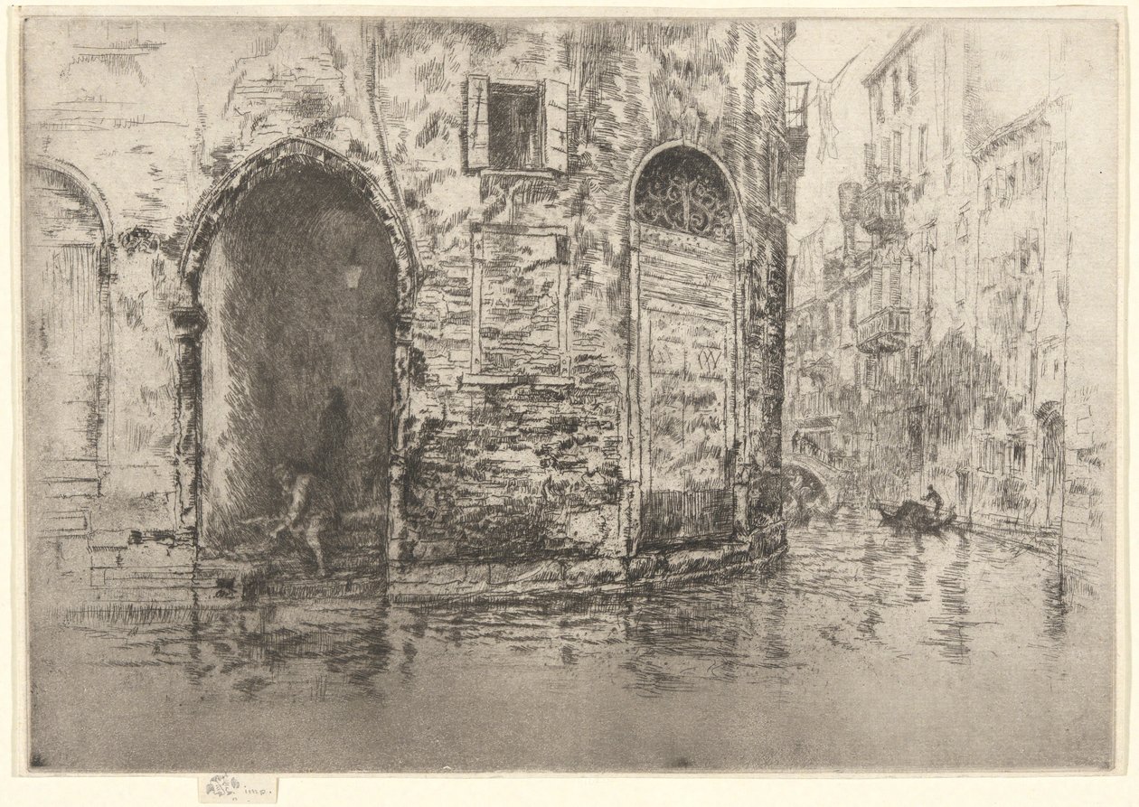 Dwoje drzwi, z pierwszego zestawu weneckiego (Wenecja, seria dwunastu akwafort) autorstwa James Abbott McNeill Whistler