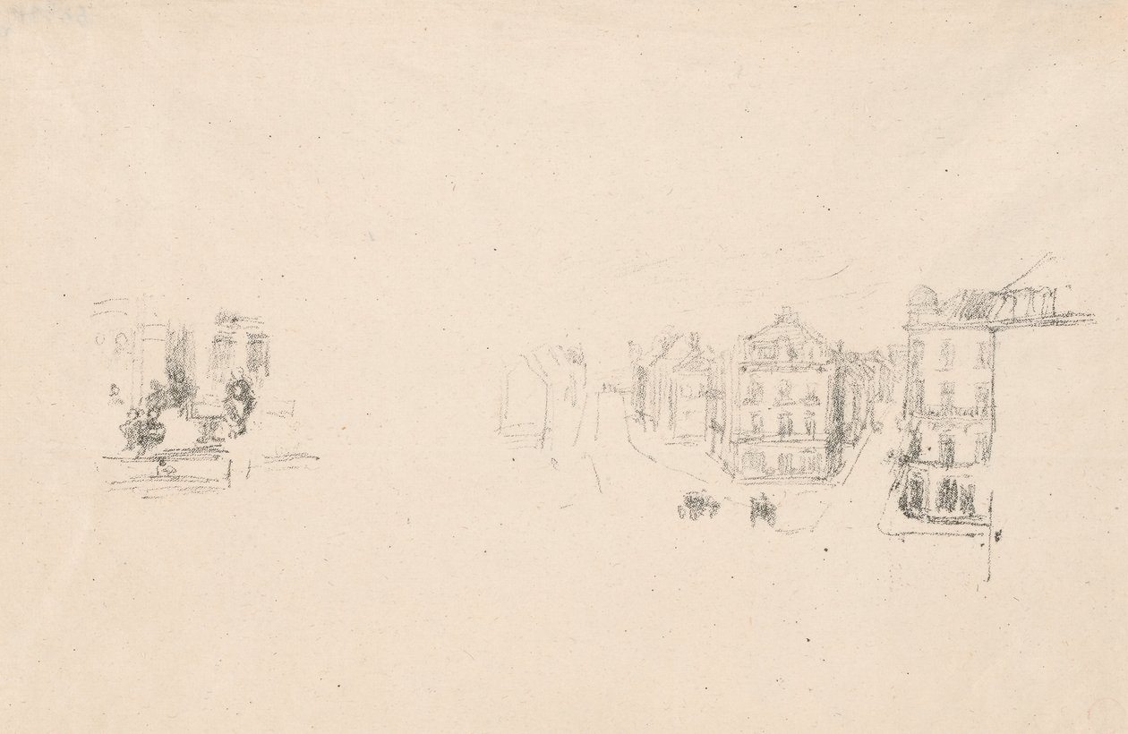 Dwa szkice próbne: A. Grand Rue, Dieppe; B. Wnętrze autorstwa James Abbott McNeill Whistler