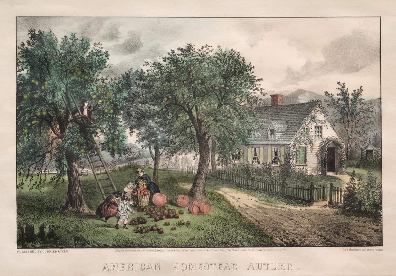 American Homestead, jesień, 1869. autorstwa James Merritt Ives