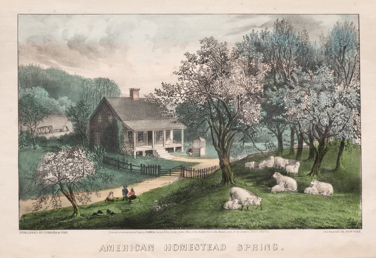 American Homestead, wiosna, 1869. autorstwa James Merritt Ives