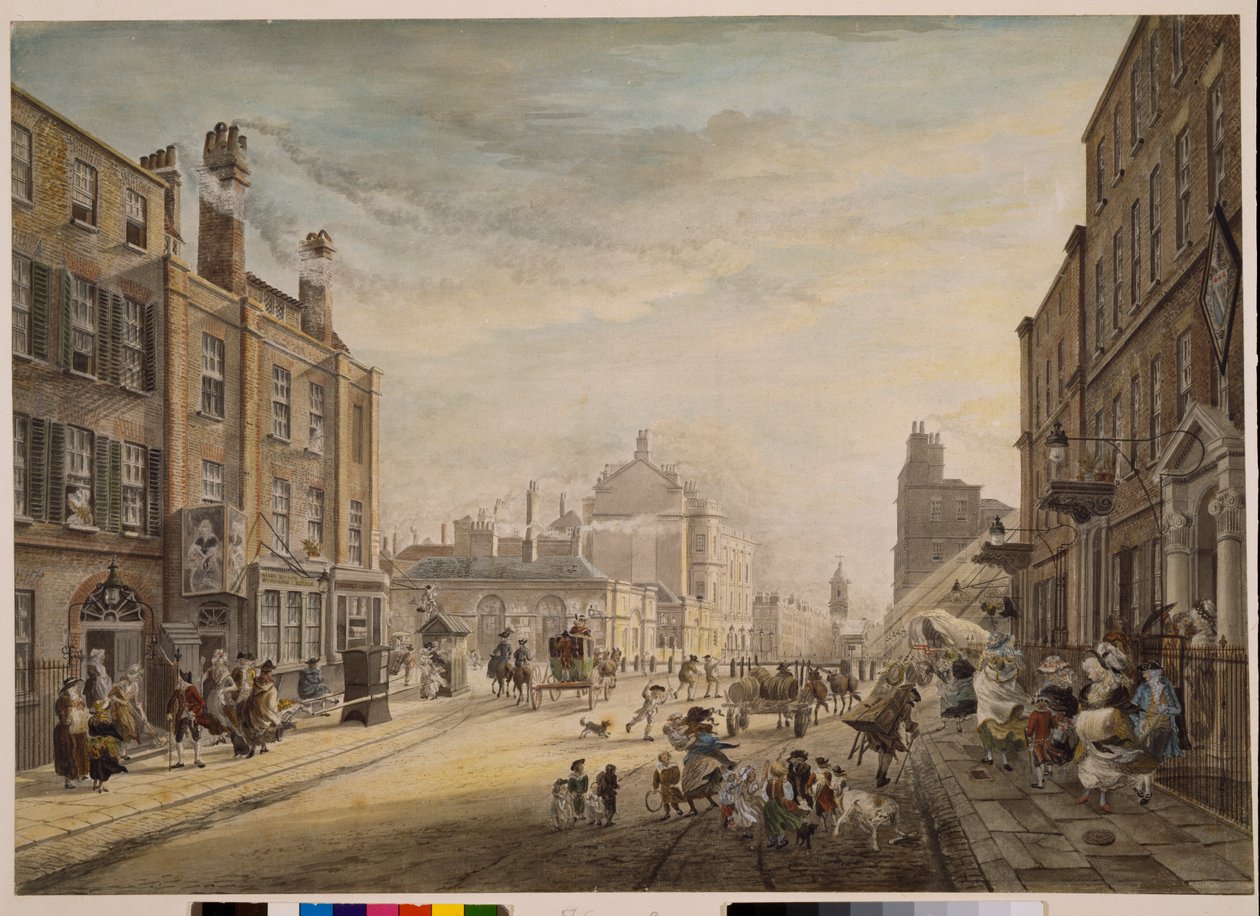 Widok w kierunku Hanover Square pokazujący Holles Street, Londyn, 1773-1791 autorstwa James Miller