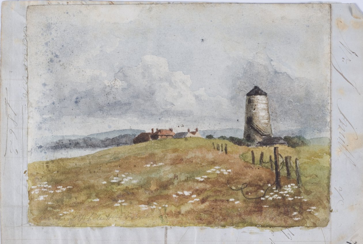 Stary młyn w White Hill Point (akwarela i ołówek) autorstwa James Miller Brown