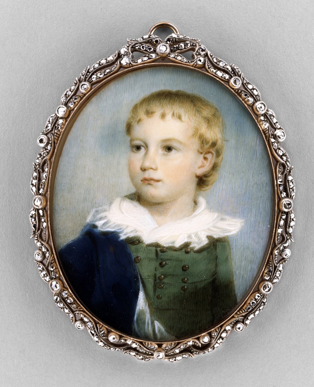 Portret chłopca, ok. 1810-20 (akwarela na kości słoniowej) autorstwa James Nixon