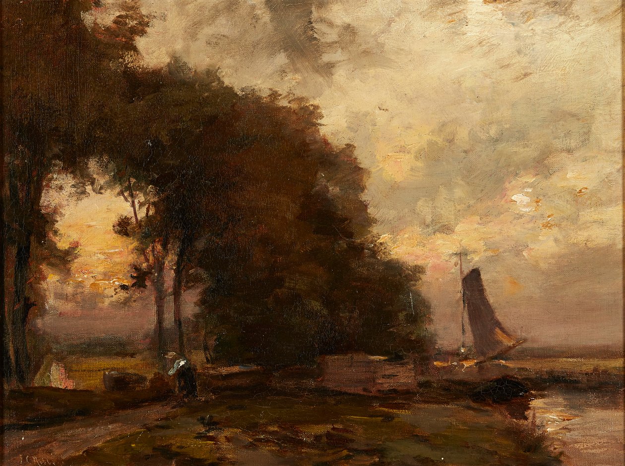 Pejzaż holenderski (olej na płótnie) autorstwa James Noble