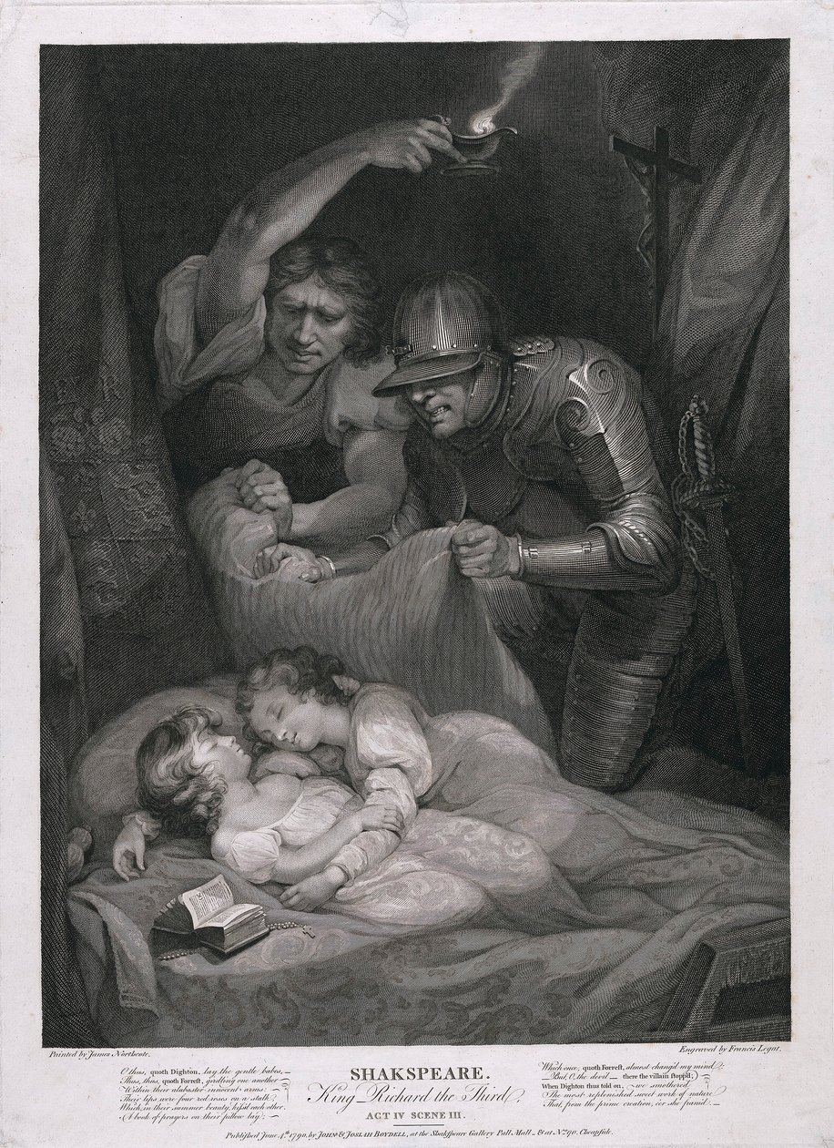 Król Ryszard III: Akt IV, Scena III Morderstwo książąt w pubie Tower. 1790. autorstwa James Northcote