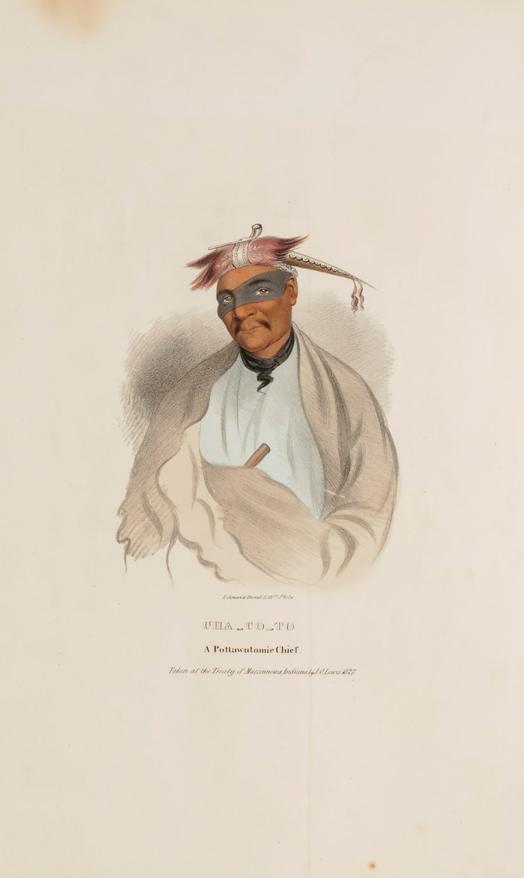 CHA-CO-TO, Wódz Pottowattomie, z Portfolio Aborygenów autorstwa James Otto Lewis