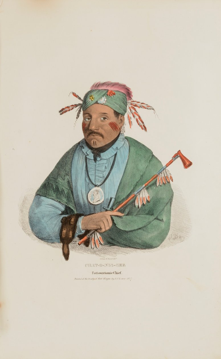 CHAT-O-MIS-SEE; Wódz Pottowattomie, z Portfolio Aborygenów autorstwa James Otto Lewis
