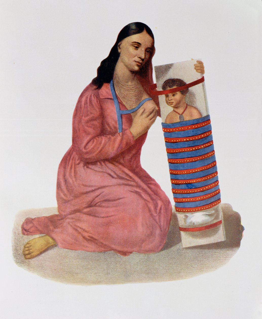 Chippeway Mother and Child, 1826, ilustracja z „Indian Tribes of North America, Vol. 1”, Thomas L. McKenney i James Hall, pub, John Grant autorstwa James Otto Lewis