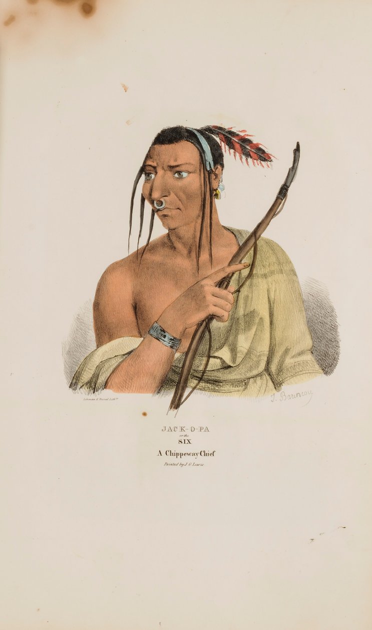 JACK-O-PA lub Szóstka; Wódz Chippeway, z Portfolio Aborygenów autorstwa James Otto Lewis