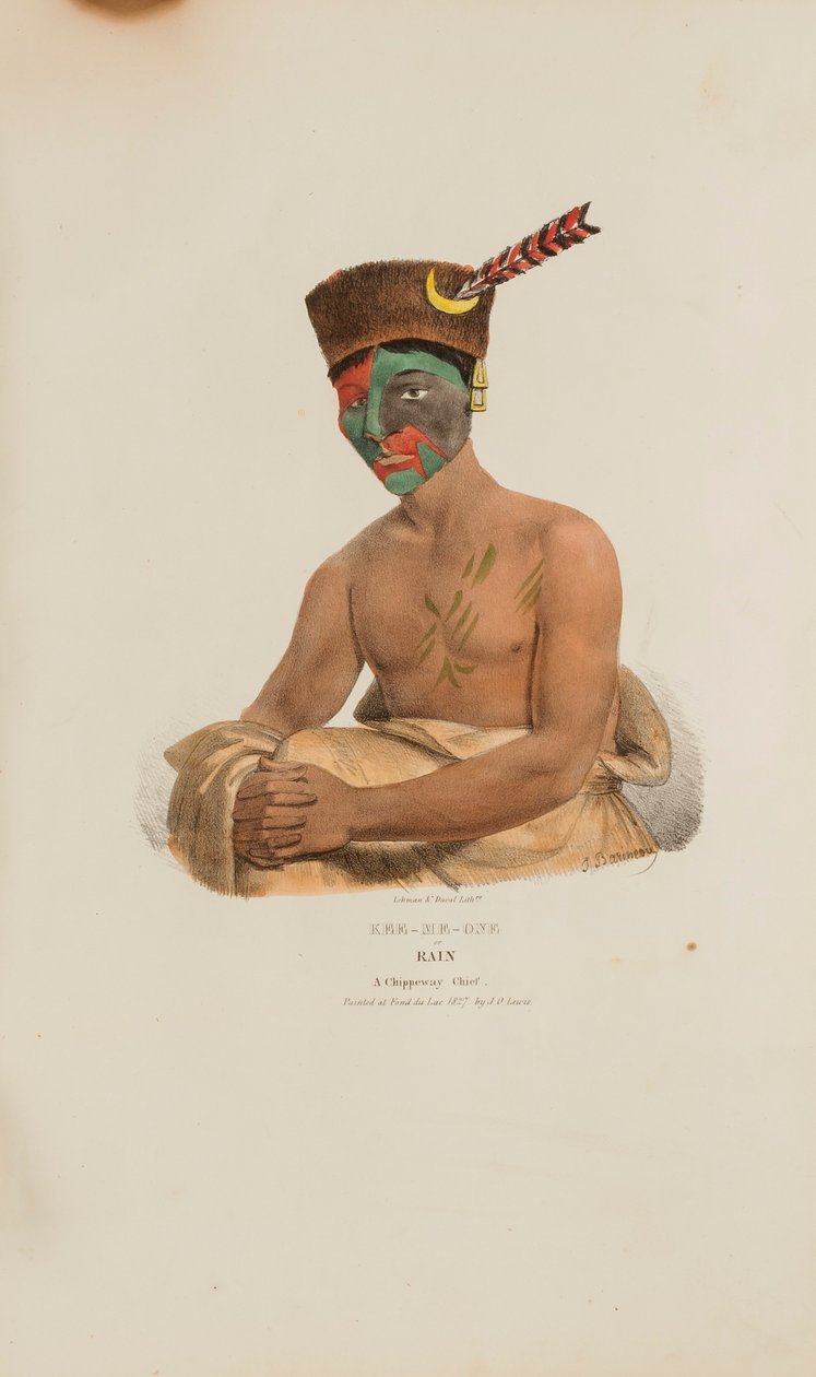 KEE-ME-ONE lub Deszcz; Wódz Chippeway, z aborygeńskiego portfolio autorstwa James Otto Lewis