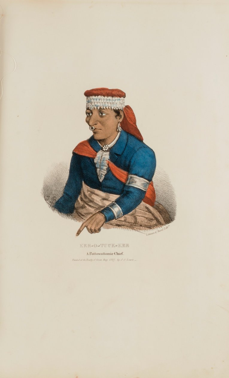 KEE-O-TUCK-KEE; Wódz Pottowattomie, z aborygeńskiego portfolio autorstwa James Otto Lewis