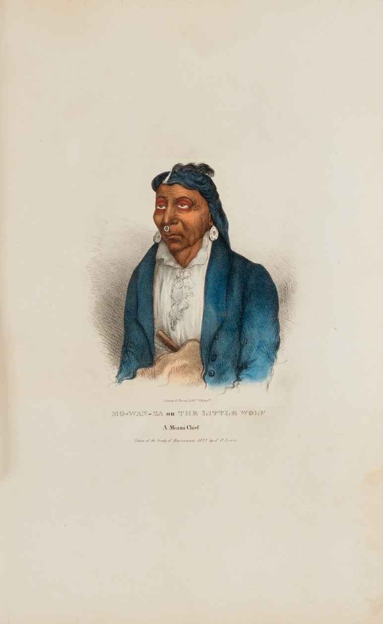 MO-WAN-ZA lub Mały Wilk; Wódz Miami, z Portfolio Aborygenów autorstwa James Otto Lewis