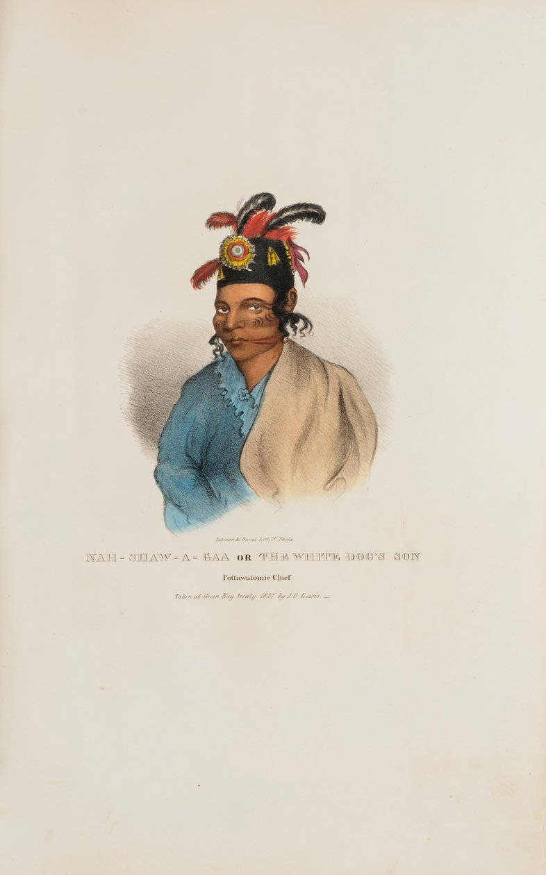 NAH-SHAW-A-GAA Syn Białego Psa, wódz Pottawatomie, z aborygeńskiego portfolio autorstwa James Otto Lewis
