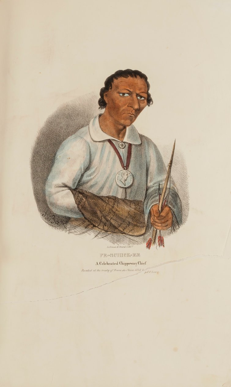 PE-SCHICK-EE; sławny wódz Chippeway, z aborygeńskiego portfolio autorstwa James Otto Lewis