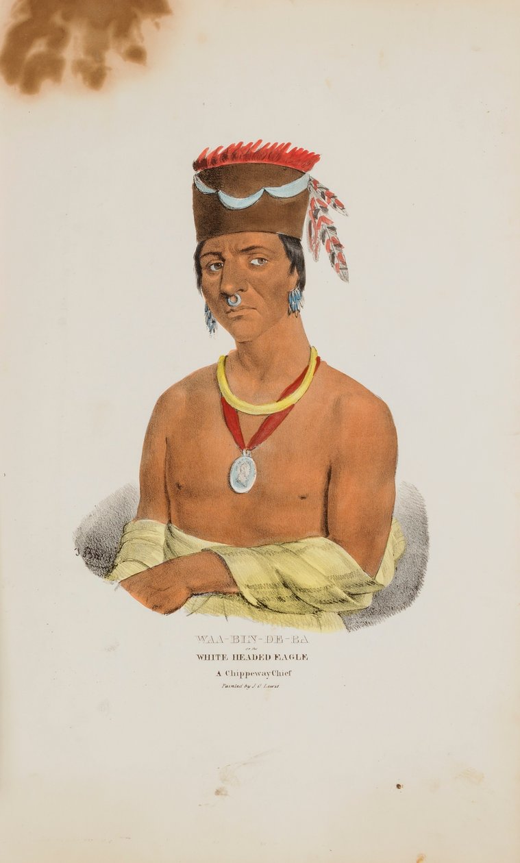 WAA-BIN-DE-BA lub Orzeł Białogłowy; Wódz Chippeway, z aborygeńskiego portfolio autorstwa James Otto Lewis