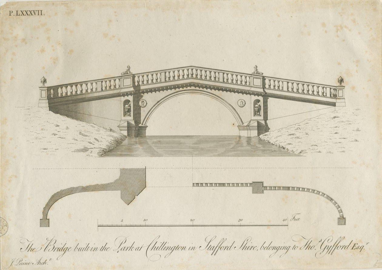 Chillington Park - Most: grawerowanie, bd [c 1789] (druk) autorstwa James Paine
