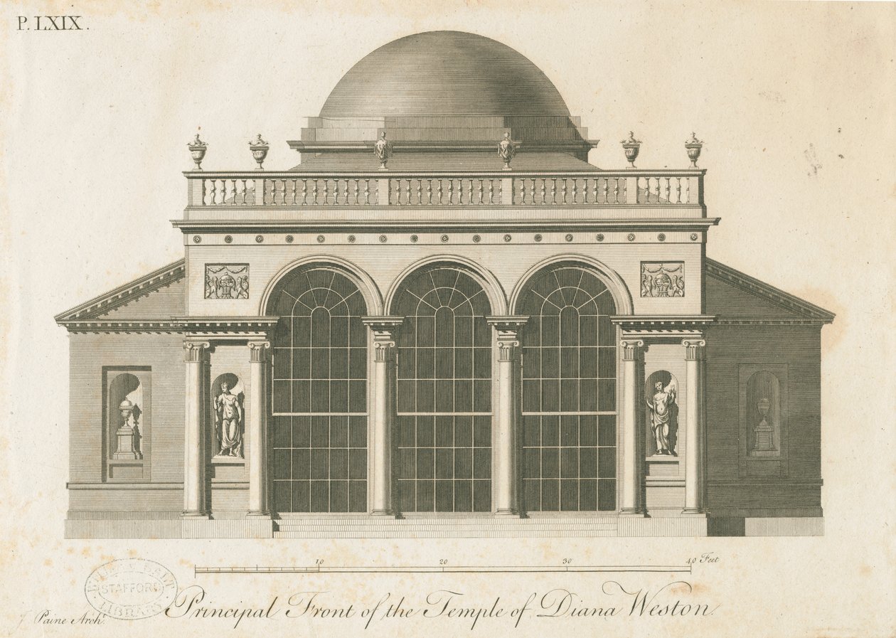 Weston-under-Lizard - Świątynia Diany: grawerowanie, bd [c 1765-1770] (druk) autorstwa James Paine