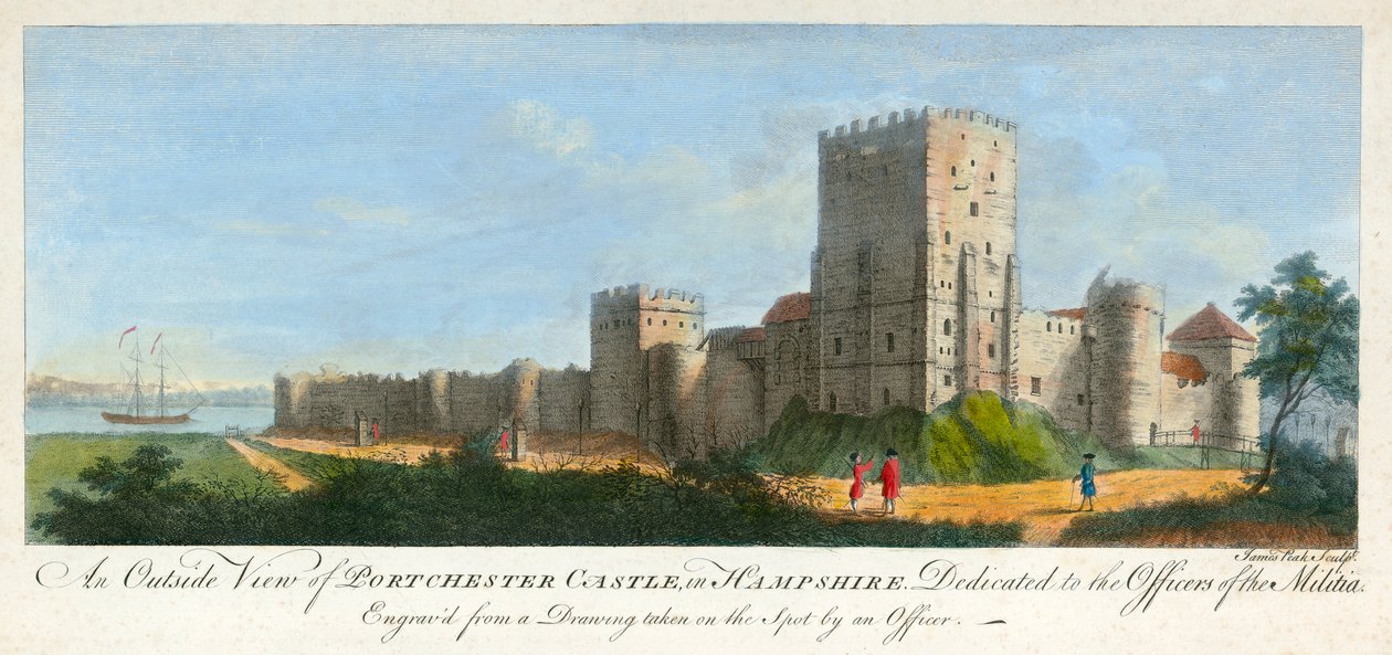 Zamek Portchester, Hampshire, 1720 autorstwa James Peake