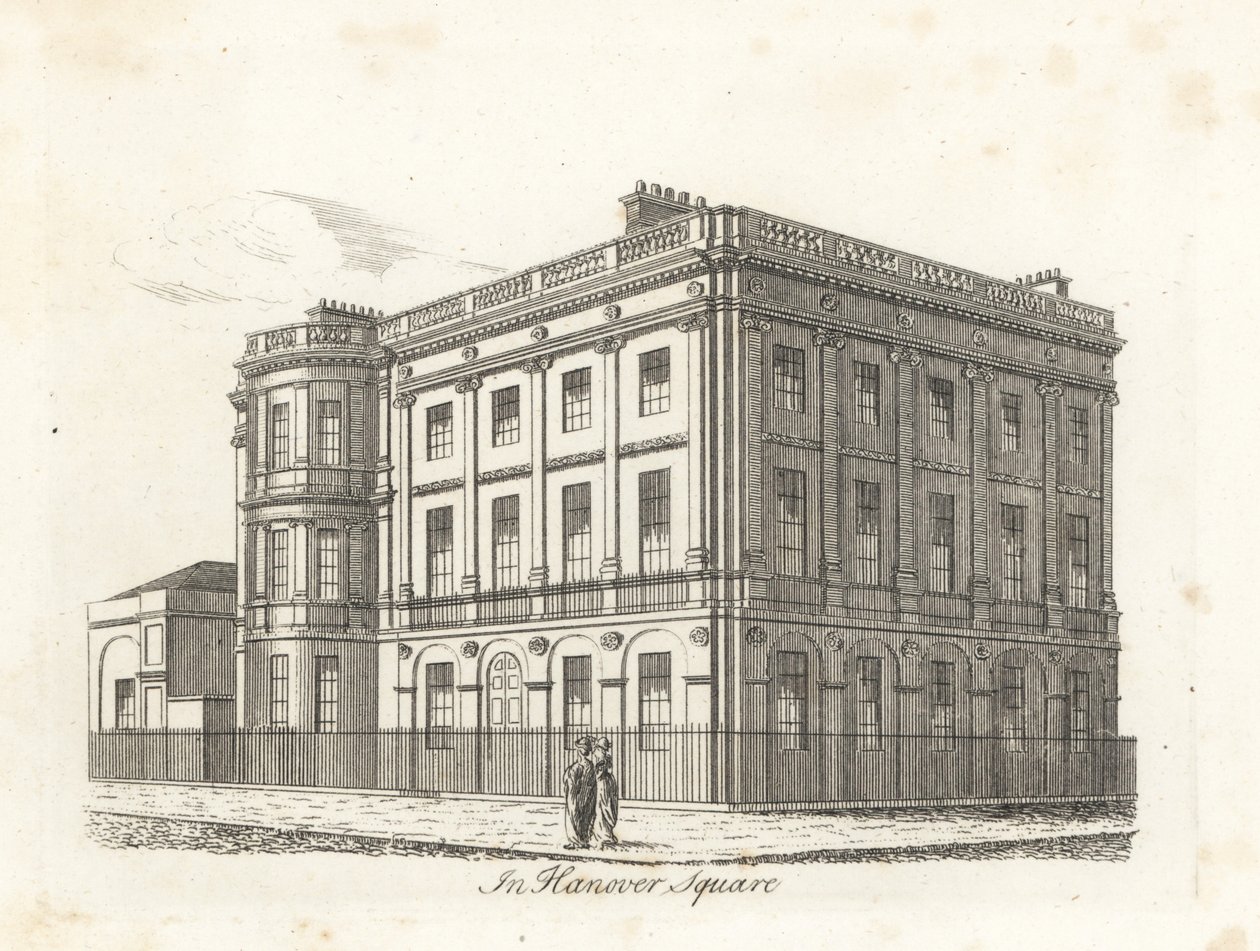 Harewood House, Hanover Square, Londyn autorstwa James Peller Malcolm