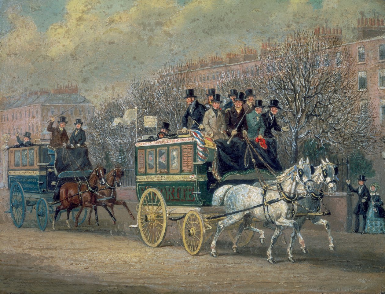 „Scena uliczna z dwoma omnibusami”, 1845. autorstwa James Pollard
