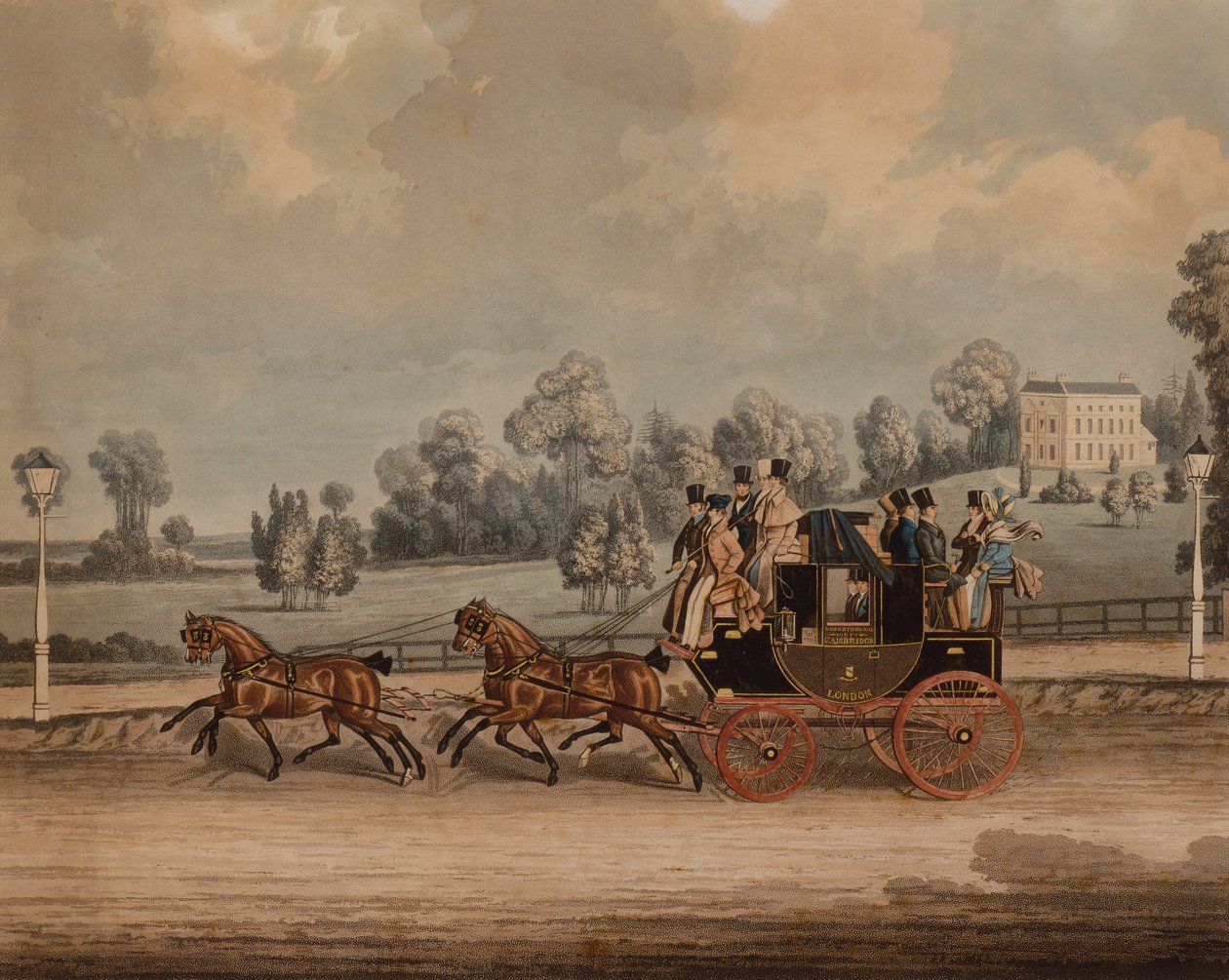 Cambridge Coach (kolorowy grawerunek) autorstwa James Pollard