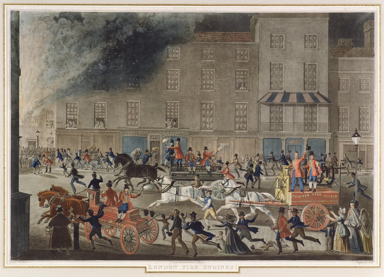Londyńskie wozy strażackie, ok. 1830 r autorstwa James Pollard