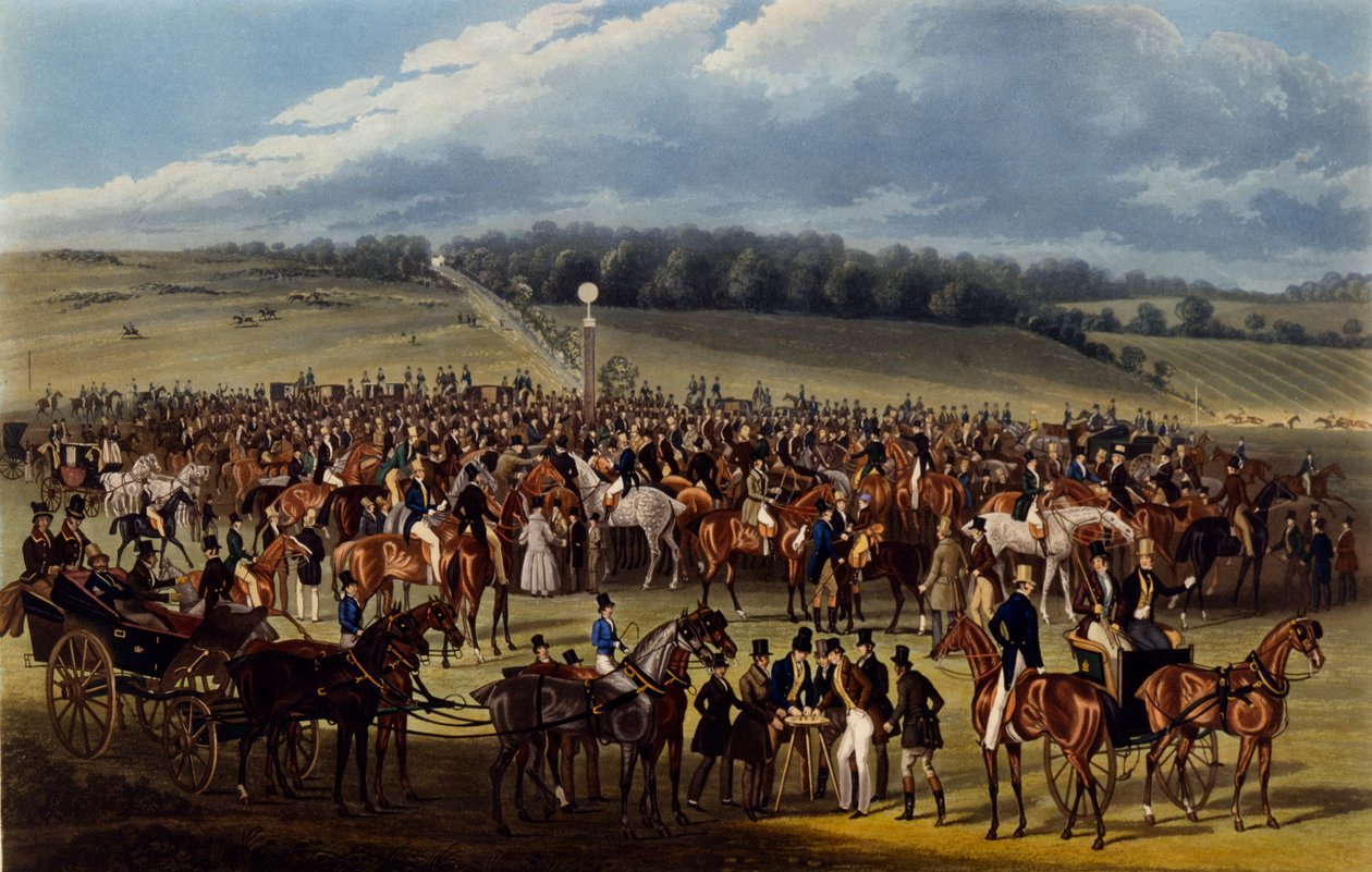 The Betting Post, grafika wykonana przez Charlesa Hunta, 1836 (akwatinta) autorstwa James Pollard