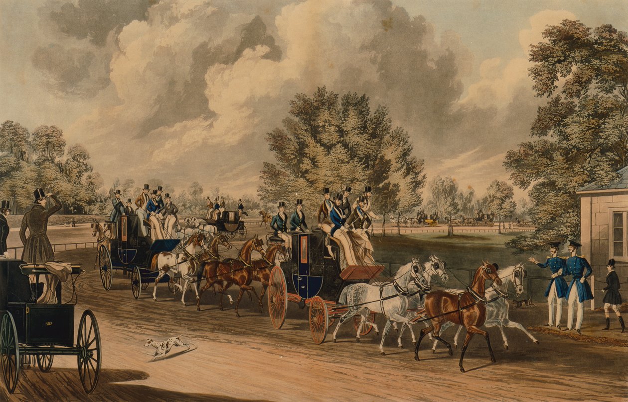 Klub Czterech w Ręce, Hyde Park (kolorowy grawerunek) autorstwa James Pollard