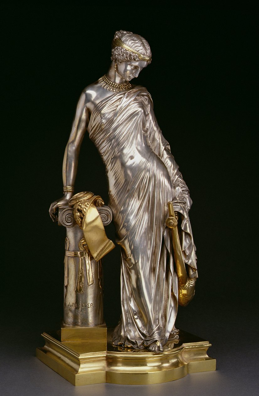 Postać stojącej Sappho, 1848 (brąz srebrzony i złocony) autorstwa James Pradier