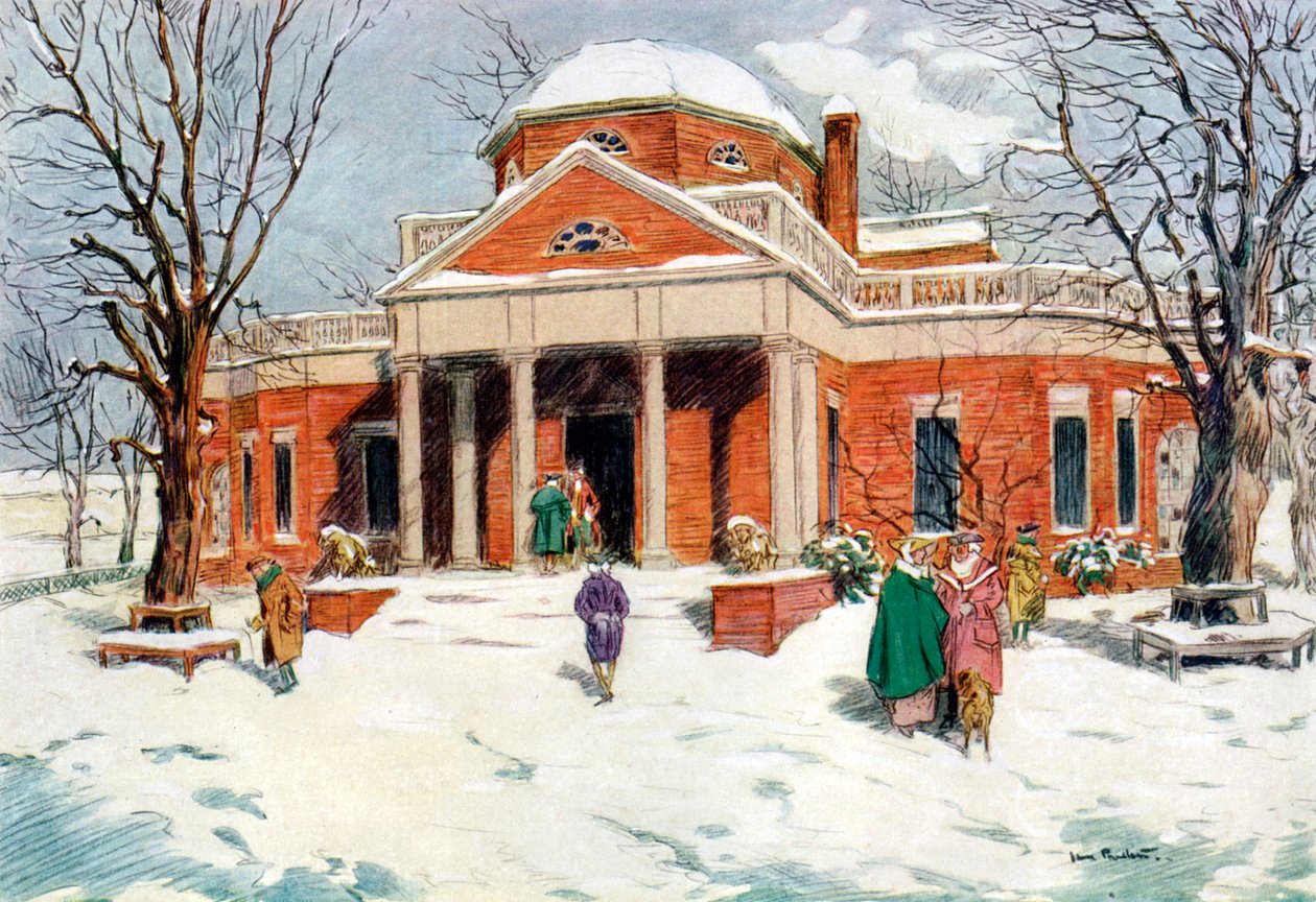 Monticello, niedaleko Charlottesville, Wirginia, USA, XVIII w. 1921. autorstwa James Preston