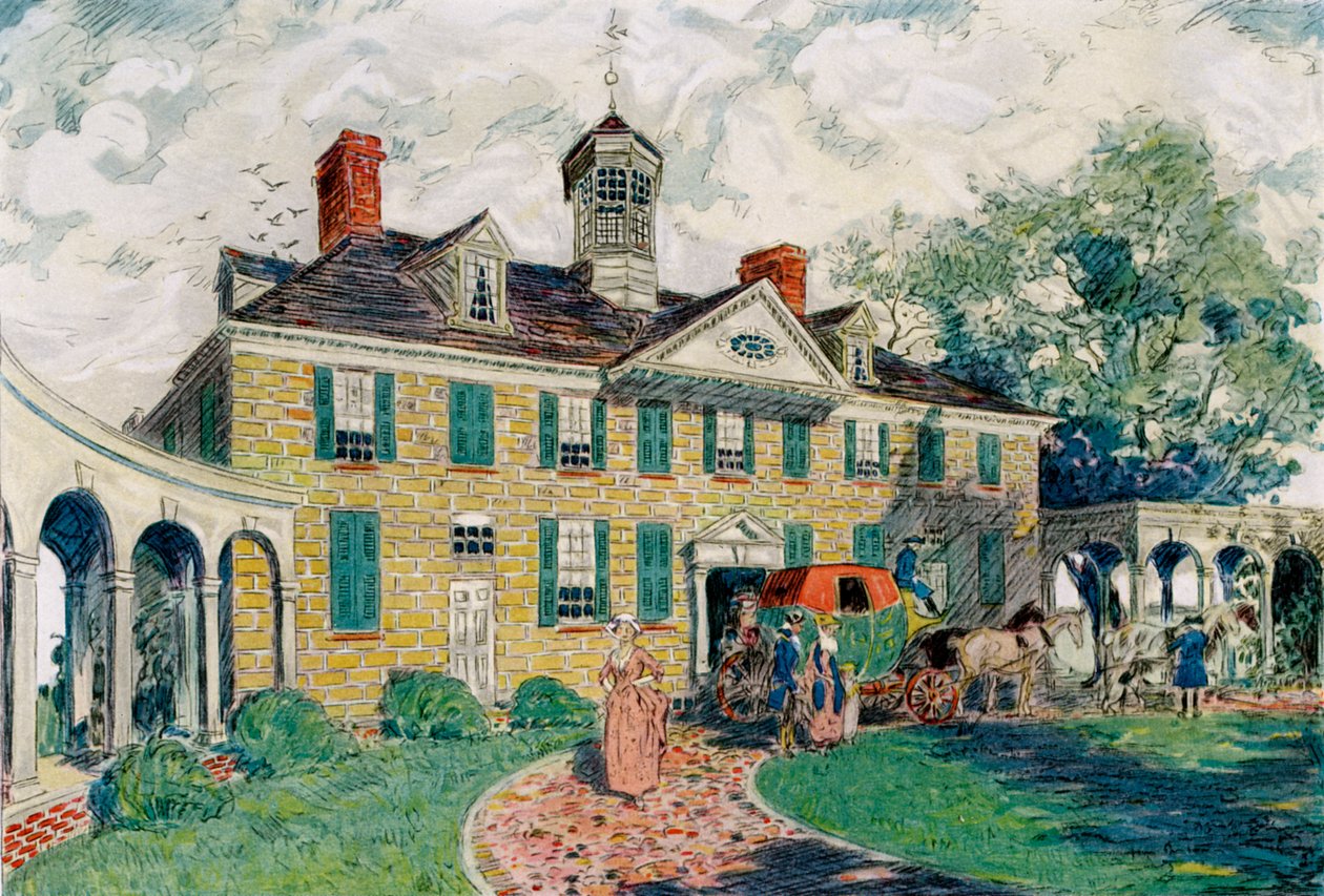 Mount Vernon, niedaleko Aleksandrii, Wirginia, USA, XVIII w. 1921. autorstwa James Preston