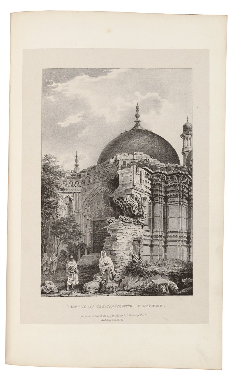 Świątynia Wiszweszwur, Benares 1831-33 (litografia) autorstwa James Prinsep