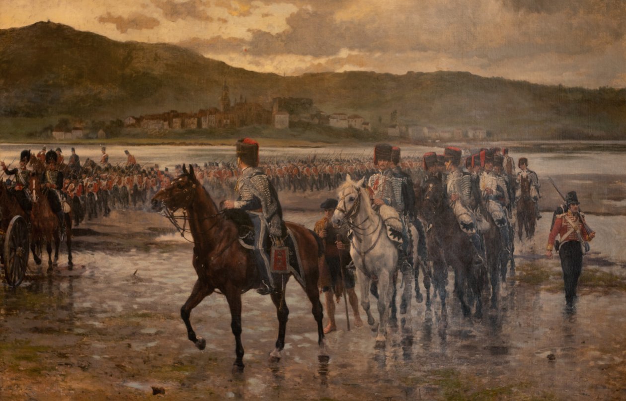 Przejście rzeki Biddasoa przez armię Wellingtona 7 października 1813 r autorstwa James Prinsep Beadle