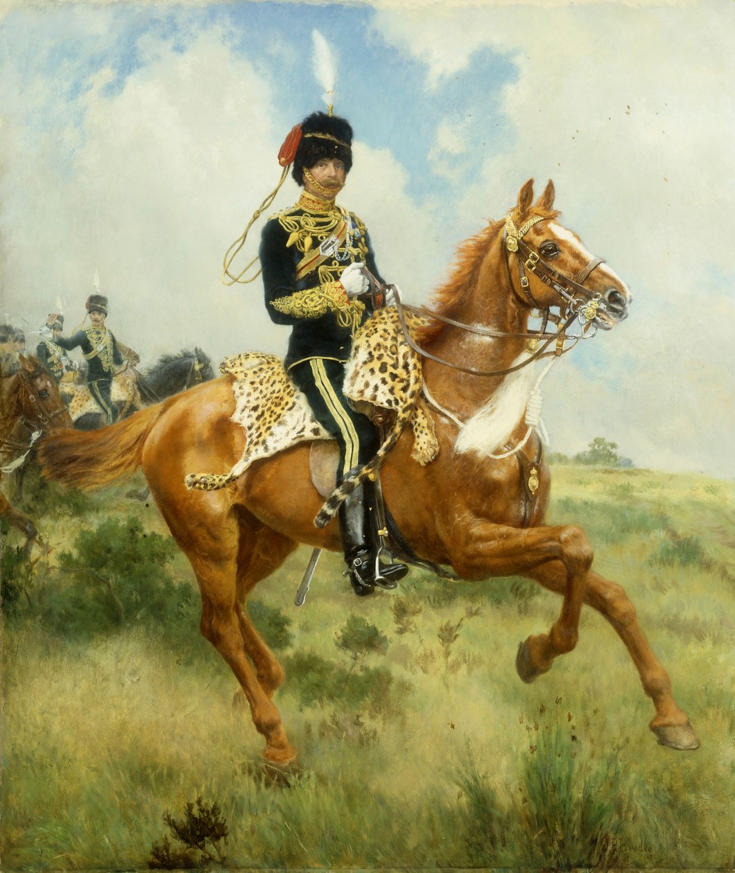 Portret pułkownika A.G. Lucasa z Suffolk Yeomanry na koniu autorstwa James Prinsep Beadle