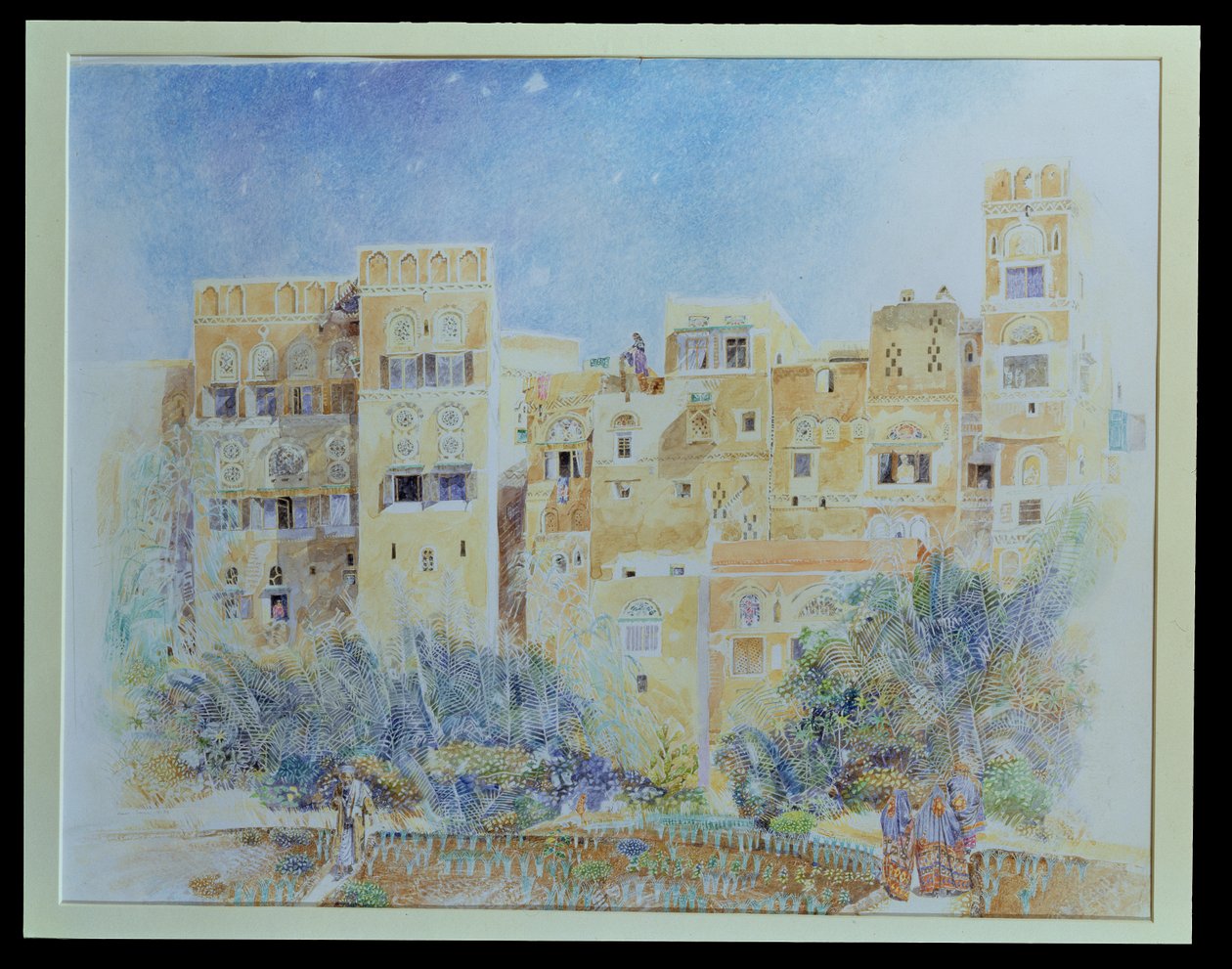 Ogród kuchenny, Sanaa, Jemen Północny, 1975 (wc na papierze) autorstwa James Reeve