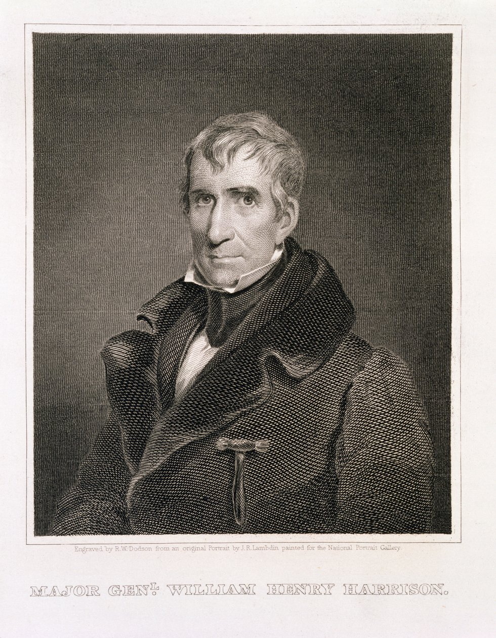 Generał dywizji William Henry Harrison, wyryty przez Richarda W. Dodsona (1812-67) autorstwa James Reid Lambdin