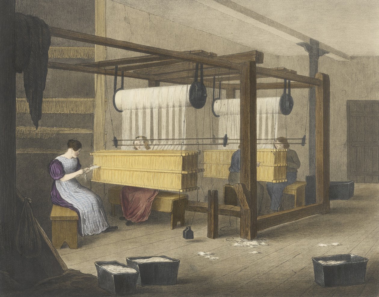 Reeding or Drawing in, Progress of Cotton nr 9, wyd. 1840 autorstwa James Richard Barfoot