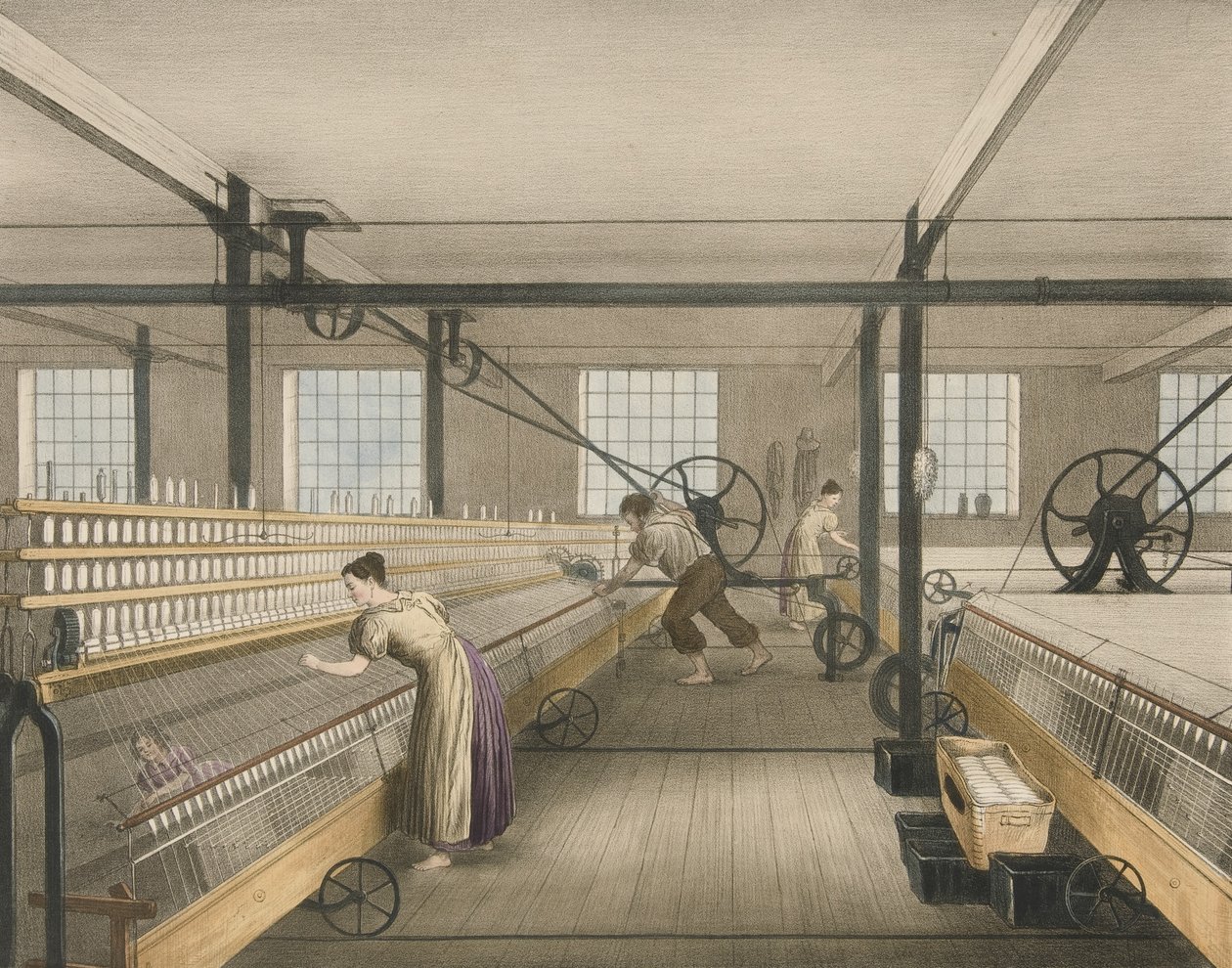 Spinning, Progress of Cotton nr 6, wyd. 1840 autorstwa James Richard Barfoot