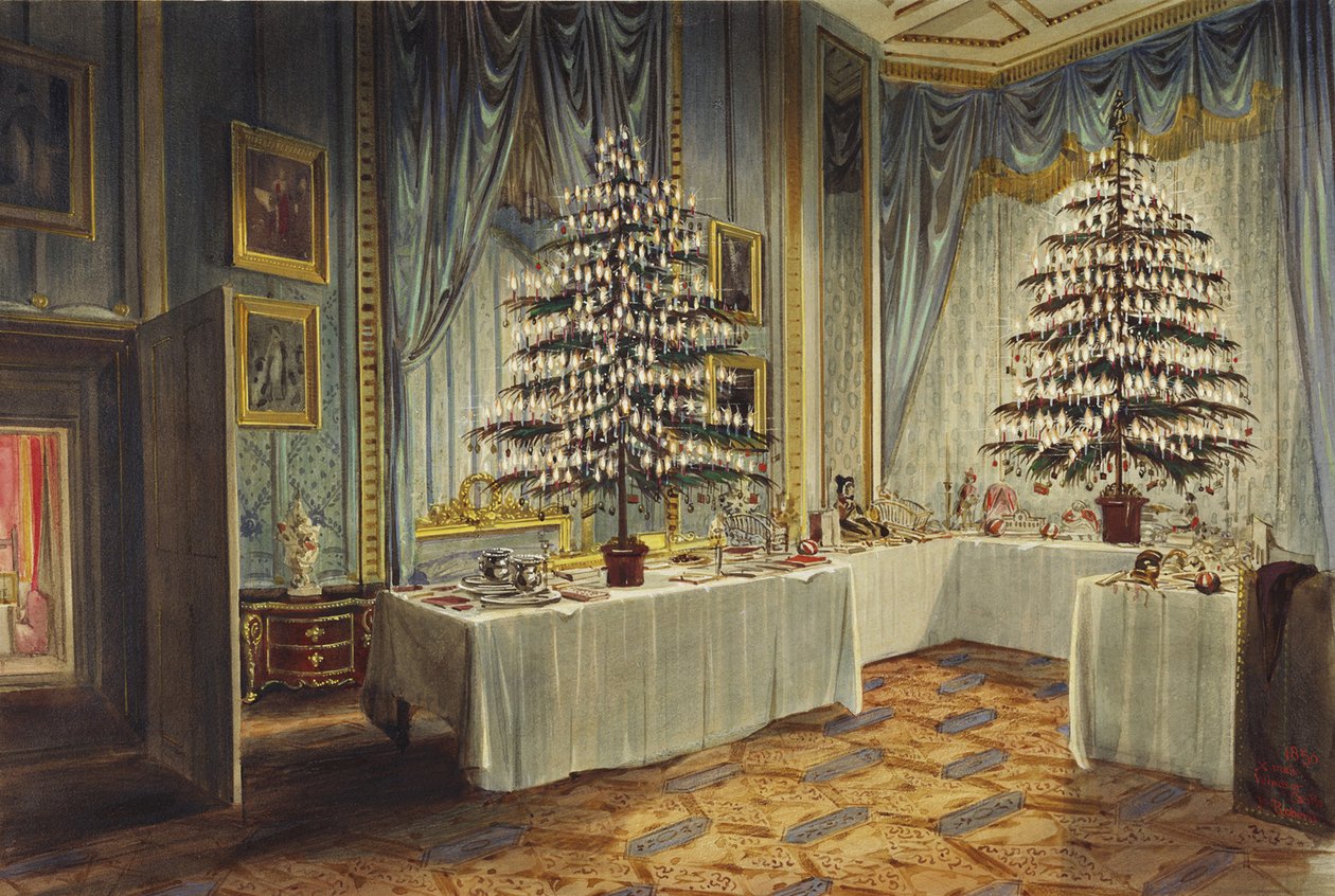 Choinki księżnej Kentu i królewskich dzieci w zamku Windsor, 1850 autorstwa James Roberts