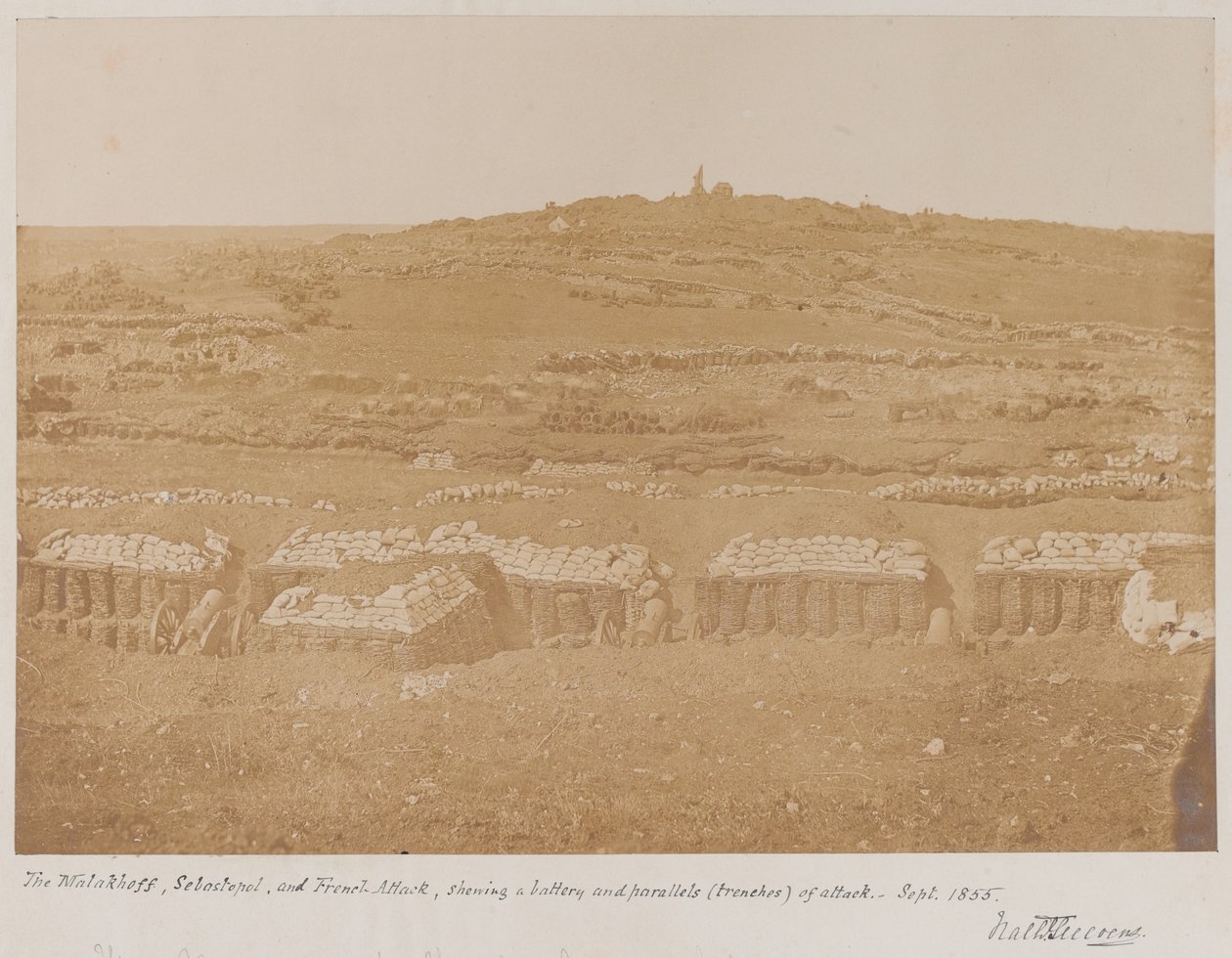 Widok z Mamelon w kierunku Malachowa, 1855 autorstwa James Robertson