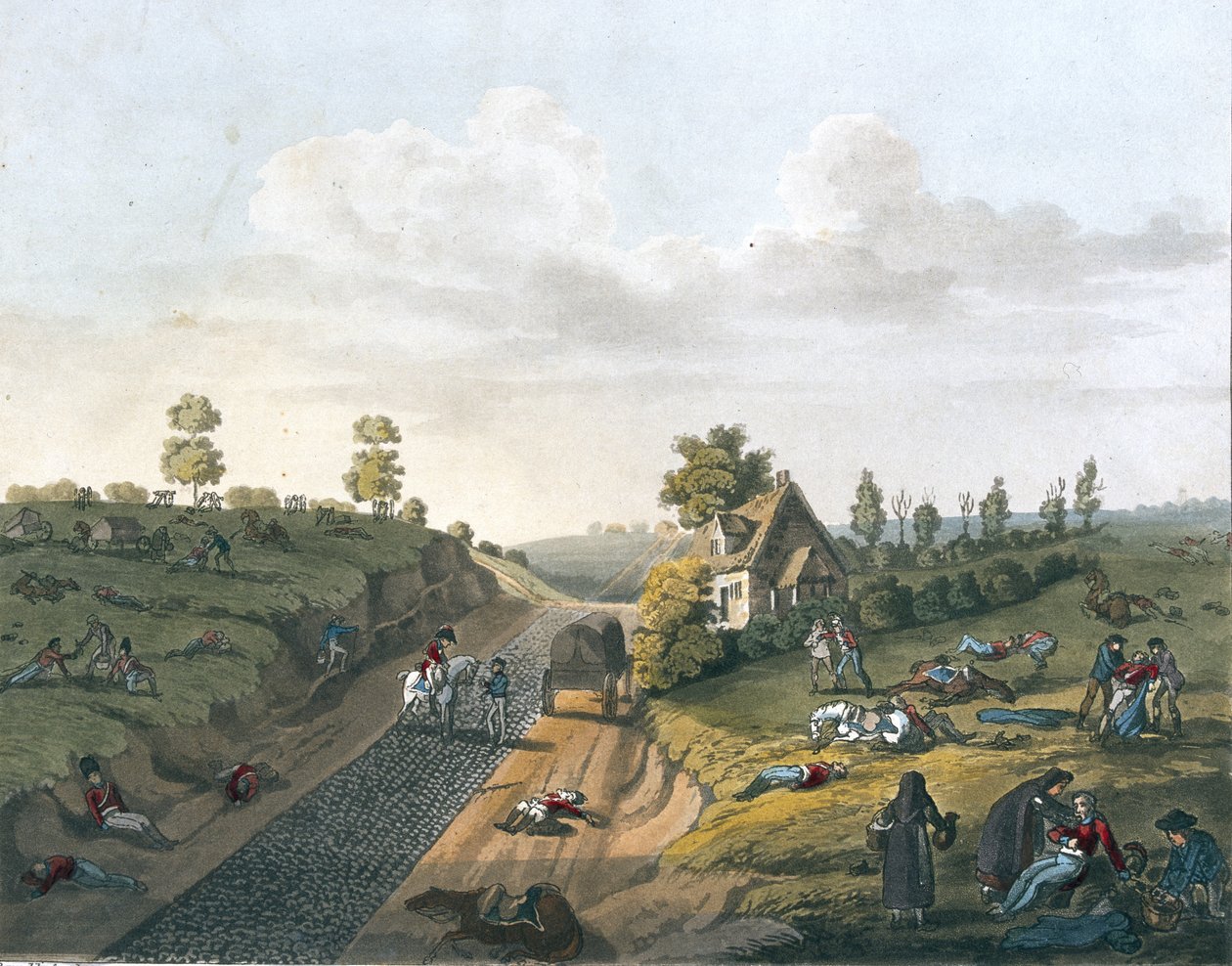 Widok chaty Valette, 1817 (kolorowa akwatinta) autorstwa James Rouse