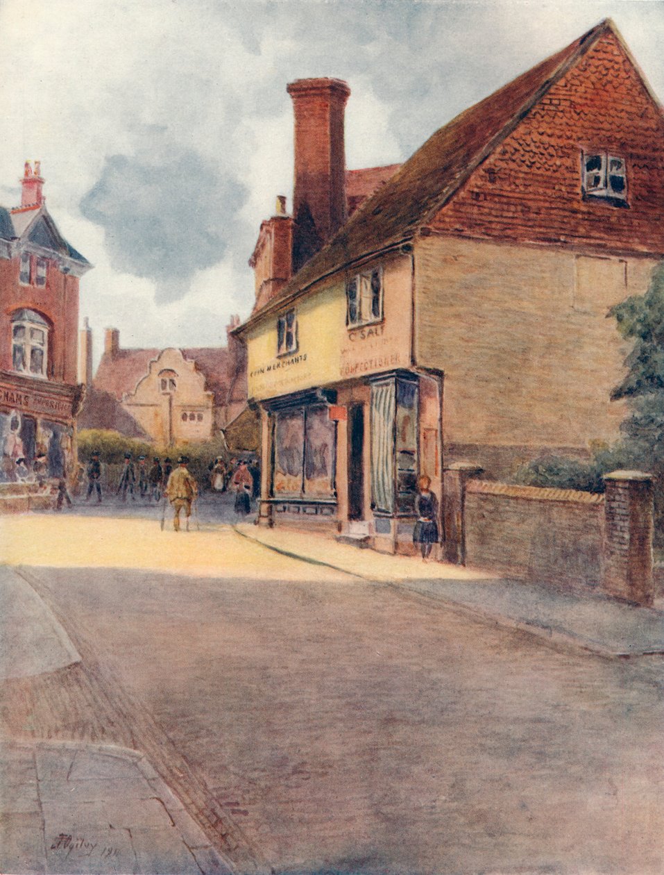 „Bridge Street Corner, Godalming”, 1911, 1914 autorstwa James S Ogilvy