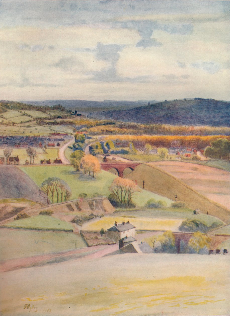 „Widok na Merstham i Redhill, z Alderstead”, 1913, 1914 autorstwa James S Ogilvy