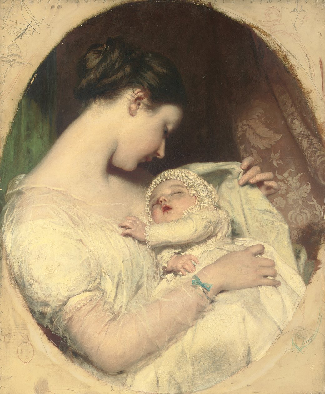Żona artysty Elżbieta z córką Mary Edith autorstwa James Sant
