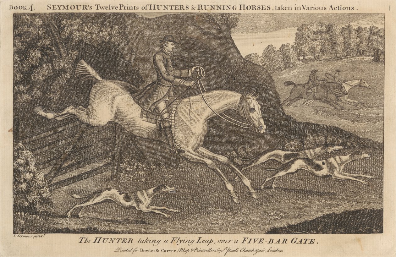 Doze impressões de Seymour de caçadores e cavalos correndo, tiradas em várias ações polonês autorstwa James Seymour