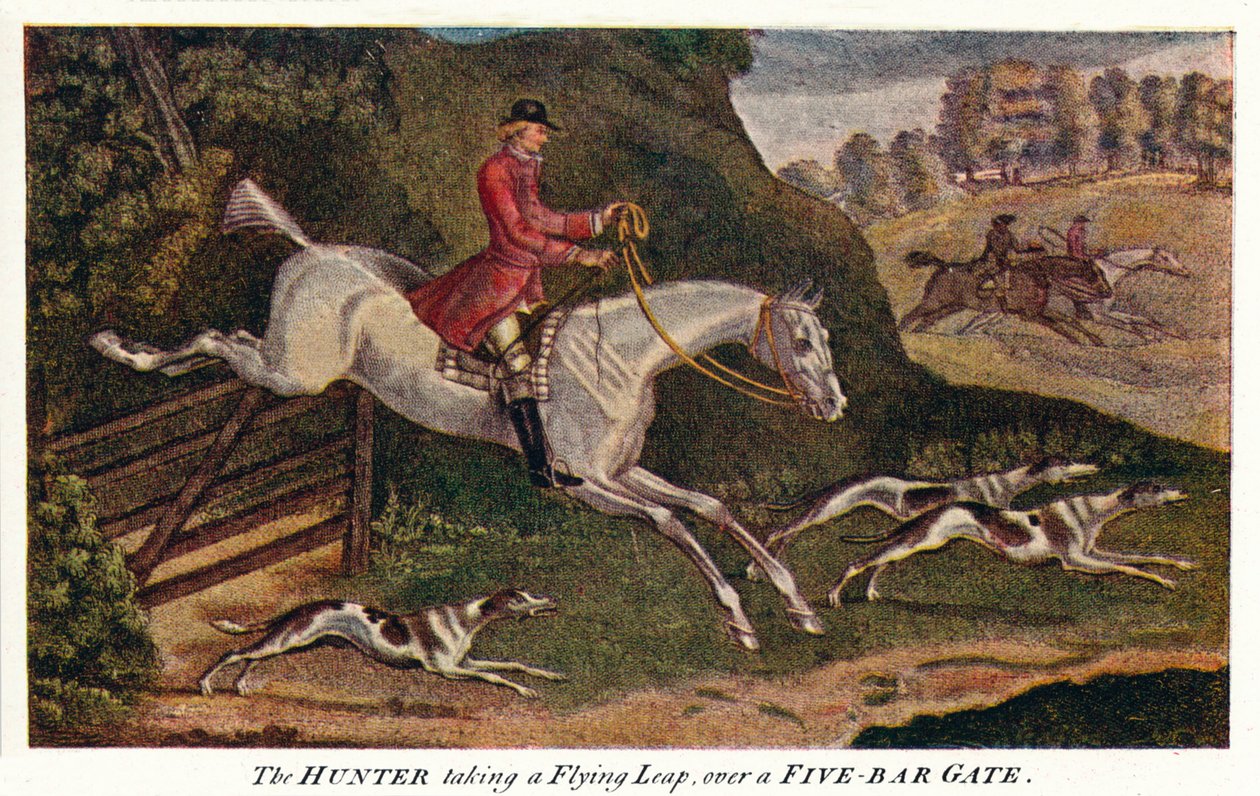 ŁOWCA wykonujący Latający Skok, nad Bramą Pięciobelkową, c1740, 1922 autorstwa James Seymour